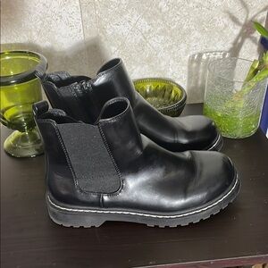 Torrid Black Ankle Boots with Elastic Panels and Rugged Sole